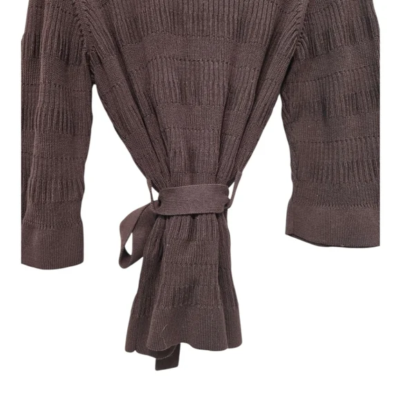 Banana Republic Belted Cardigan Jacket Dark Brown XL Textured 100% Cotton NWT - Picture 9 of 14